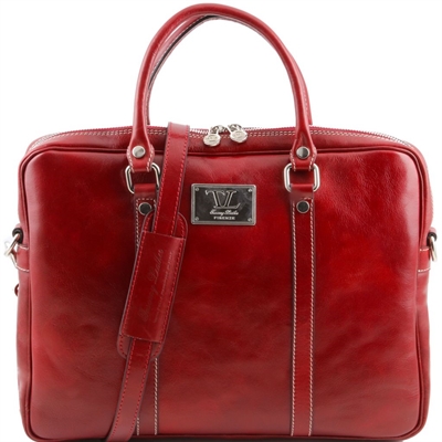 Tuscany Leather 14" Prato herre læder computertaske - Eksklusiv læder taske i farven rød