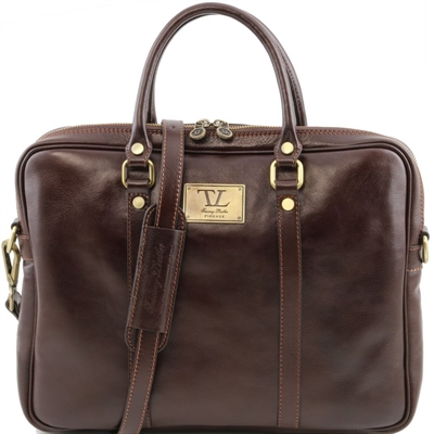 Tuscany Leather 14" Prato herre læder computertaske - Eksklusiv læder taske i farven mørkebrun