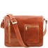 Tuscany Leather 14" Messenger - Læder double compartment laptop skuldertaske i farven lyse brun