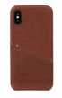 Decoded cover til iPhone XS / X bagside cover i mørke brun læder med kreditkortholder 