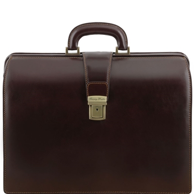 Tuscany Leather Canova - læder briefcase "Doctor" med 3 rum i farven mørke brun