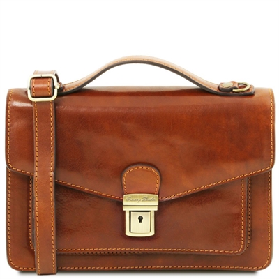 Tuscany Leather Eric - Læder Crossbody taske i farven lyse brun