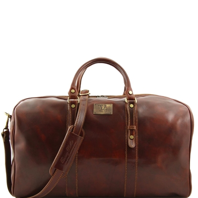 Tuscany Leather Francoforte - Eksklusiv Weekend rejsetaske i læder - Model stor i farven brun